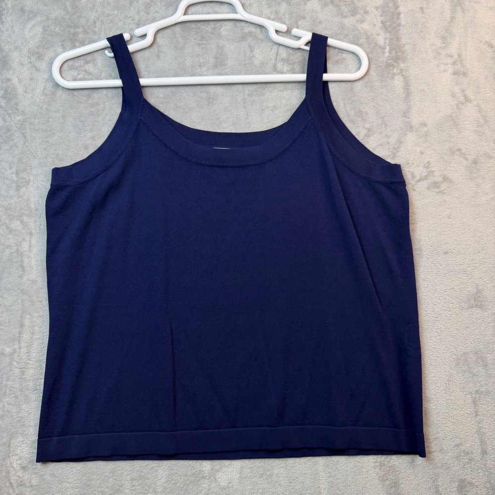 Talbots Tank Top Women 1X Navy Blue Scoop Neck Sleeveless Nautical Career Casual
